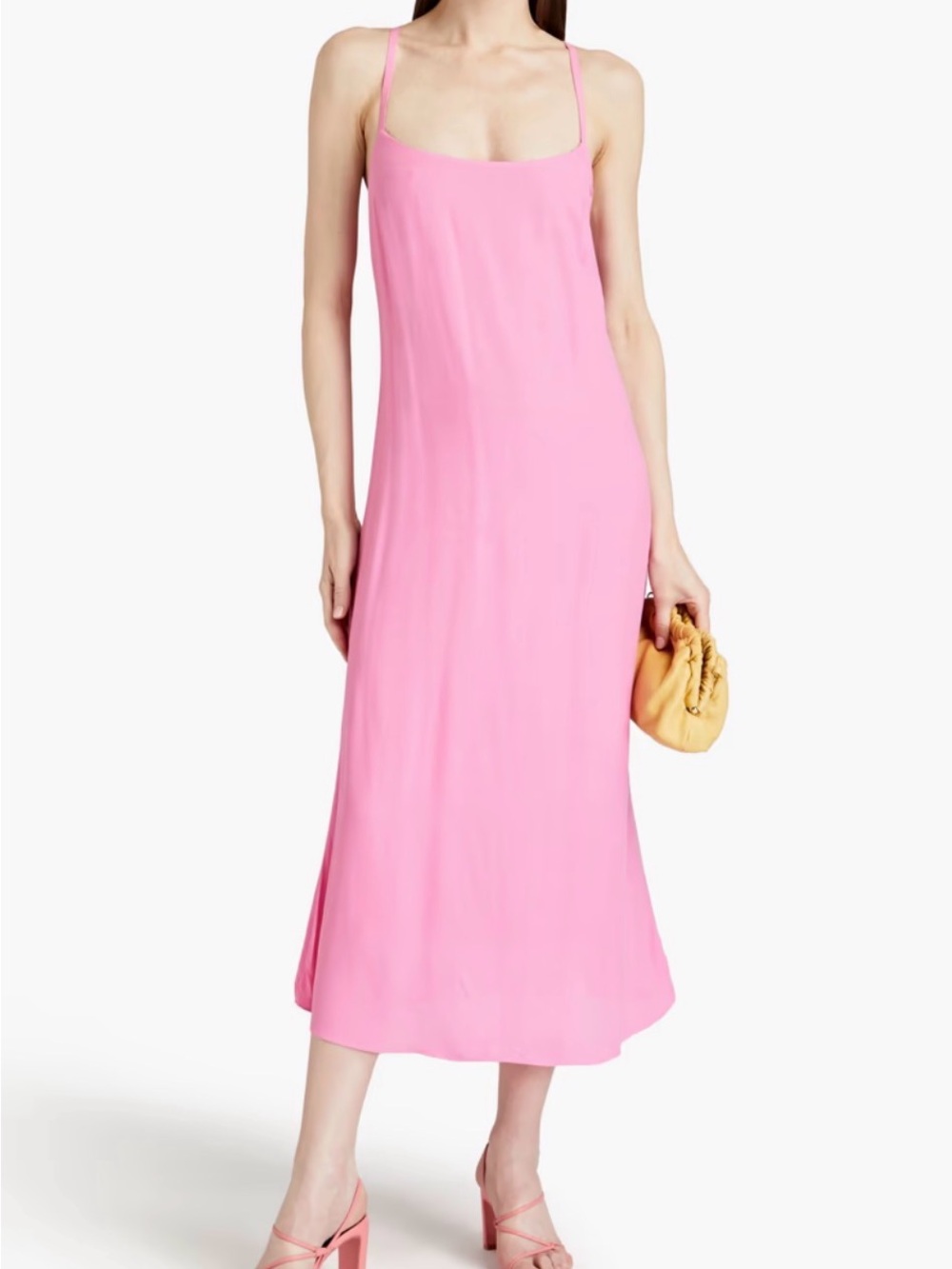 Melissa Obadash Primrose lace-up crepe midi dress in Bubblegum Pink